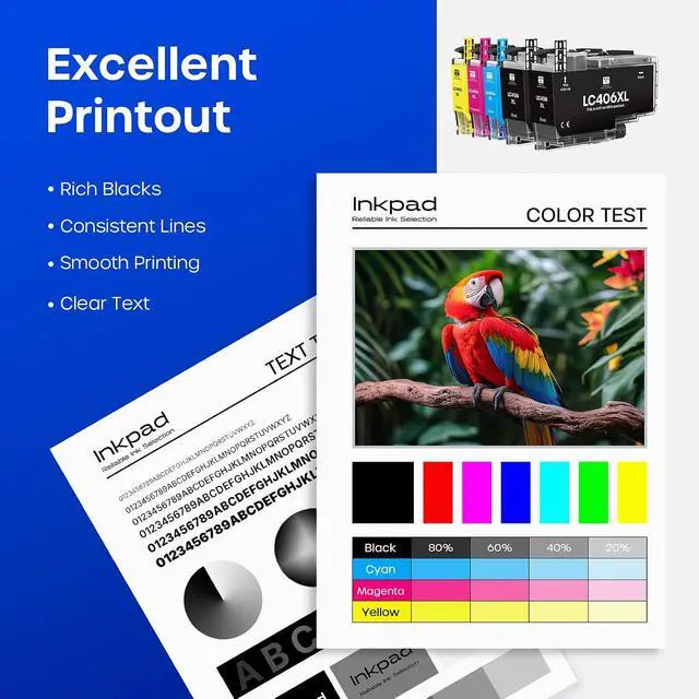 Alt view image 6 of 7 - LC406XL Ink Cartridges for Brother Printer Replacement for LC406 XL, 5 Pack