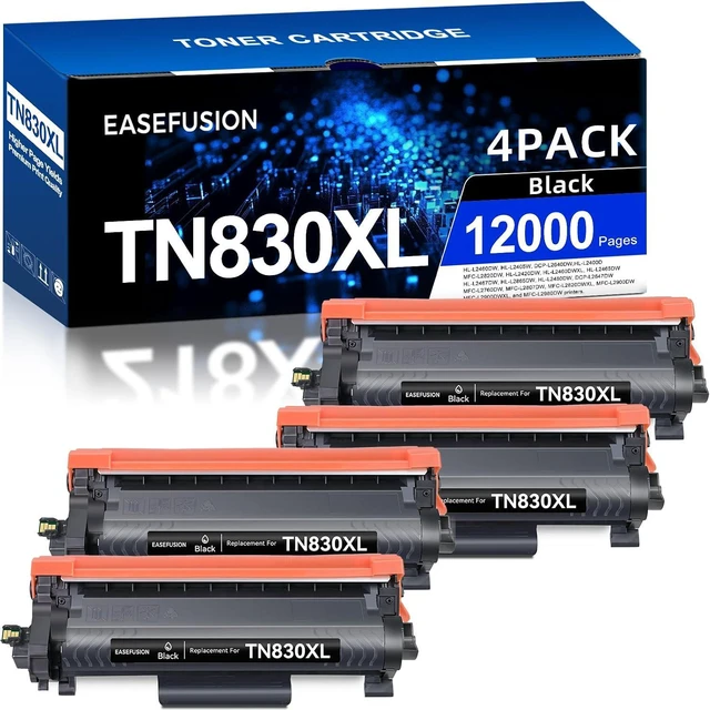 Main image of TN830XL 830XL Toner for Brother Printer DCP-L2640DW HL-L2460DW Replacement for Brother TN-830 XL/V/R TN 830 XL TN-830XL Cartridge MFC-L2820DW HL-L2405W HL-L2400D Printer High Yield (TN830XL 4 Pack)