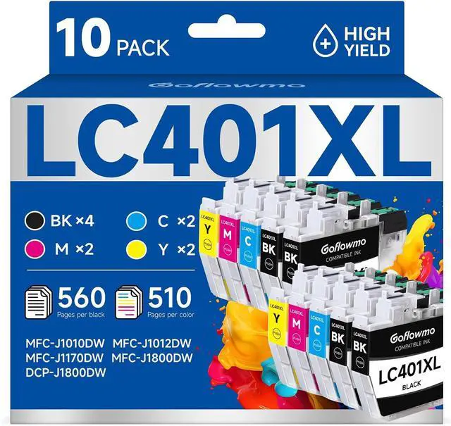 Main image of LC401XL Ink Cartridges Compatible for Brother Printer LC401 401XL 10-Pack