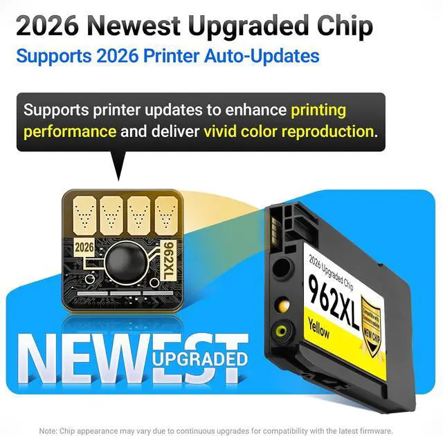 Alt view image 2 of 6 - Upgraaded Chip 962XL Ink Cartridges Combo Pack Replacement for HP 962 Ink Cartridges Compatible with HP OfficeJet 9015e 9010 9015 9025e 9018e 9020 9025 9018 Printer (Black Cyan Magenta Yellow, 4-Pack)