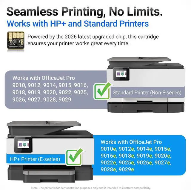 Alt view image 3 of 6 - Upgraaded Chip 962XL Ink Cartridges Combo Pack Replacement for HP 962 Ink Cartridges Compatible with HP OfficeJet 9015e 9010 9015 9025e 9018e 9020 9025 9018 Printer (Black Cyan Magenta Yellow, 4-Pack)