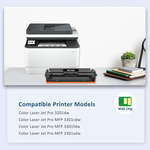 Alt view image 2 of 6 - 218A Toner Cartridges 4 Pack with Chip for HP 218X 3301fdw 3301sdw MFP 3301