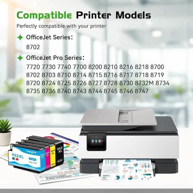 Alt view image 2 of 7 - 952XL 952 Ink Cartridges Replacement for HP 952XL Ink Cartridge Combo Pack