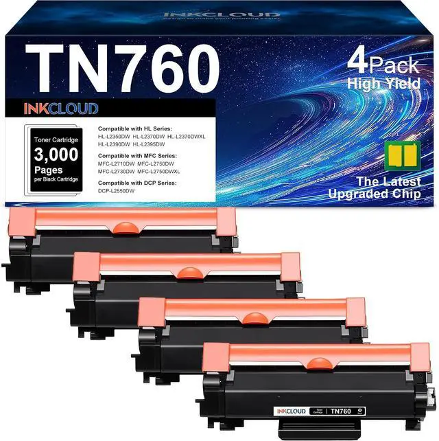 Main image of TN760 TN730 Replacement for Brother TN760 TN730 4PK Black Toner Cartridges