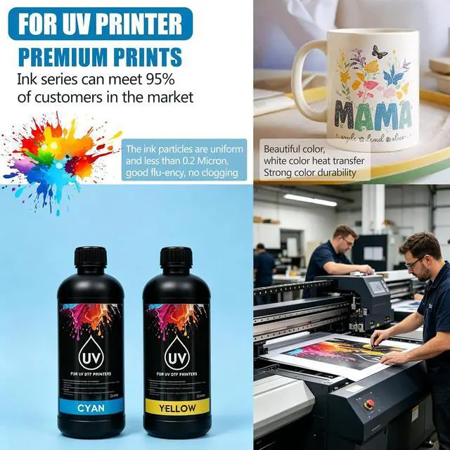 Alt view image 2 of 7 - UV DTF Ink 1000ml White Ink for UV DTF Printer Printing on A B Films for XP600 TX800 i3200 i1600 L805 1390 DX4 DX5 DX6 DX7 DX10 Sticker Printer (1000ML White Ink)