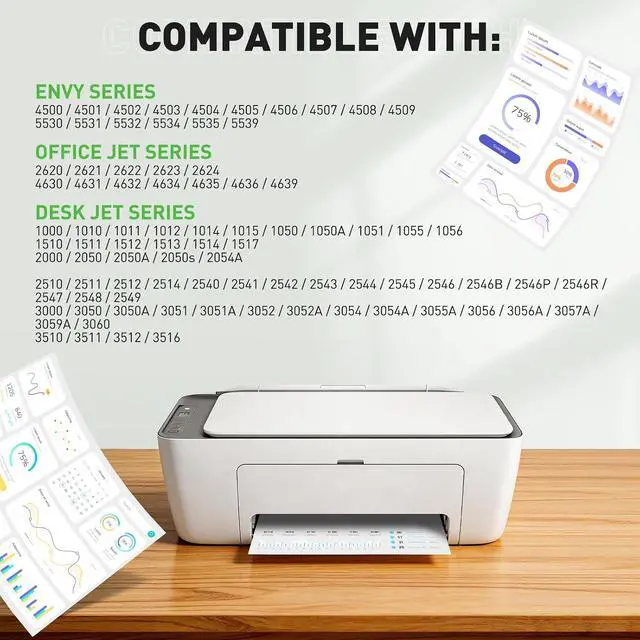 Alt view image 3 of 7 - 61XL Ink Cartridges for HP Printers 5530 4500 Ink for HP 61 Ink Cartridge Combo Pack, 61 XL Ink for Envy 5300 4500 4501 Desk Jet 1000 1010 2540 Office Jet 2620 4630 4635, 2 Pack HP61 with Chip