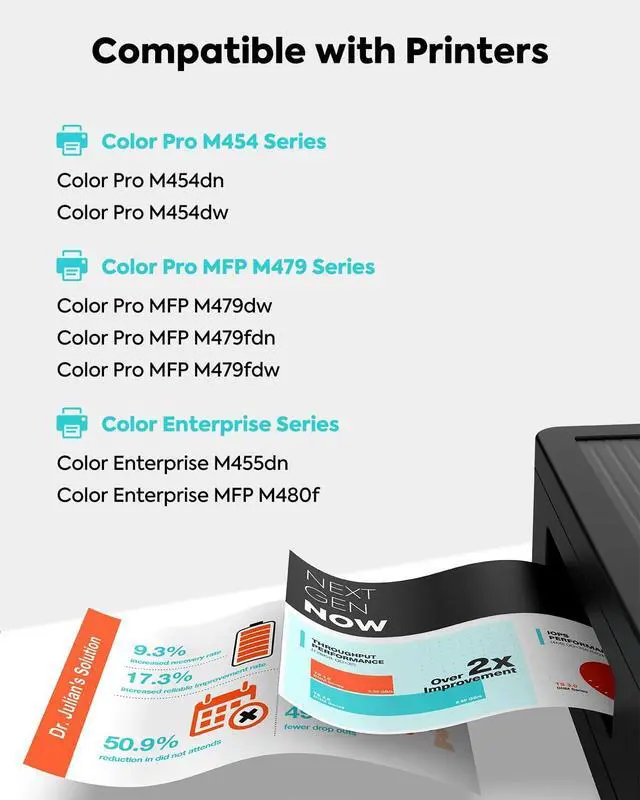 Alt view image 2 of 6 - 414X Toner Cartridges 4 Pack Compatible for HP Color Pro MFP M479fdw, KCMY