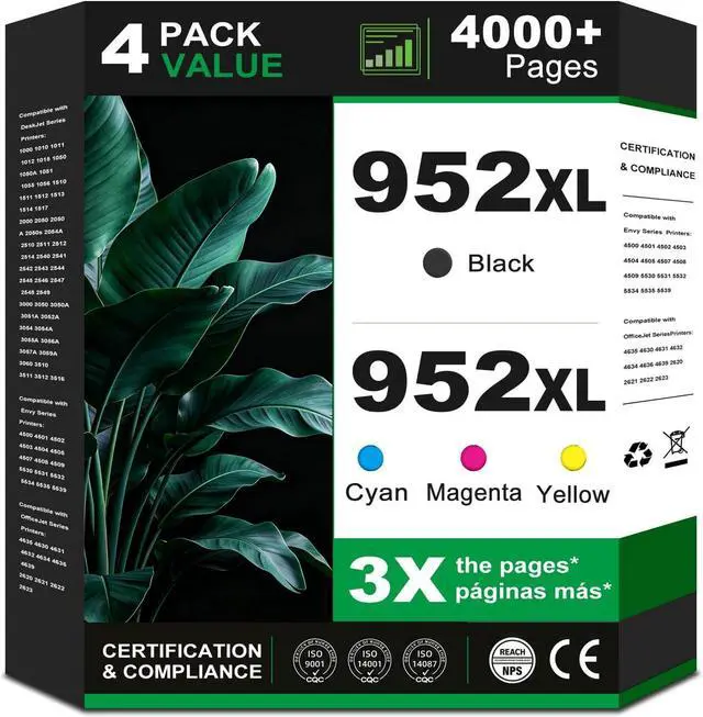Main image of 952 XL Ink Cartridge Compatible Replacement for Hp 952XL Ink Cartridge Combo Pack hp952 hp952xl for OfficeJet 8710 7740 8715 8720 8210 8710 8702 8725 8702 8740 Black Cyan Magenta Yellow C77 New Chip