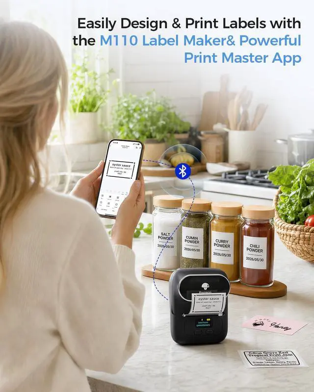 Alt view image 4 of 7 - Phomemo M110 Label Maker with 3 Tapes and Bag, Portable Thermal Printer