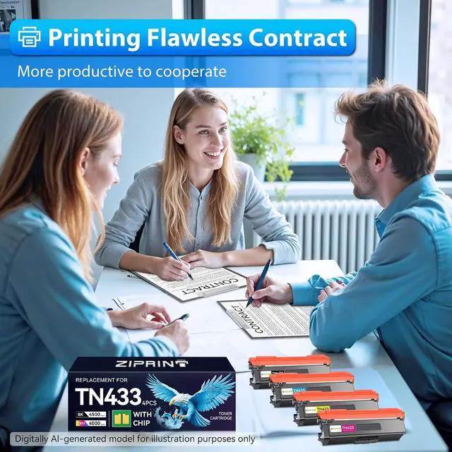 Alt view image 5 of 7 - ZIPRINT TN433 Toner Cartridge 4-Color Compatible with Brother TN436 TN-431