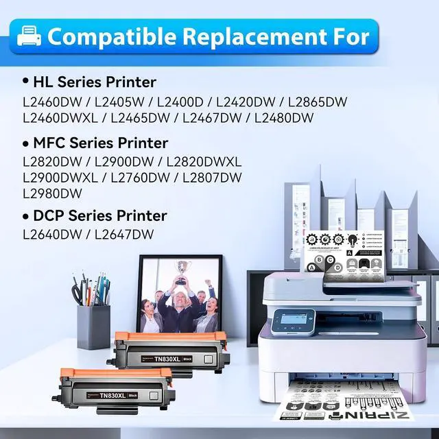 Alt view image 2 of 7 - TN830XL Toner Compatible with Brother TN830 TN-830 HL-L2460DW DCP-L2640DW