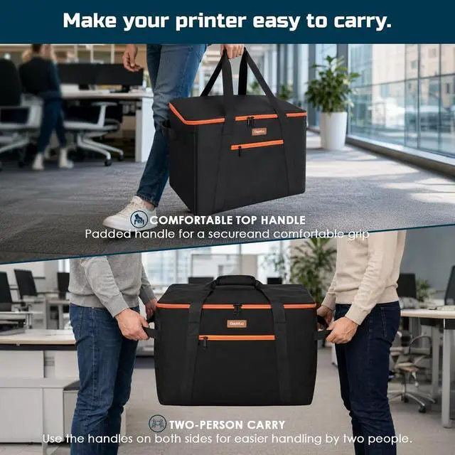 Alt view image 4 of 5 - Padded Printer Carrying Case,Heavy Duty Water Resistant 600D Exterior