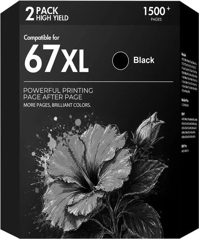 Main image of 67 67XL 2755e Black Ink Cartridges Compatible for HP Deskjet 2855e 2755e