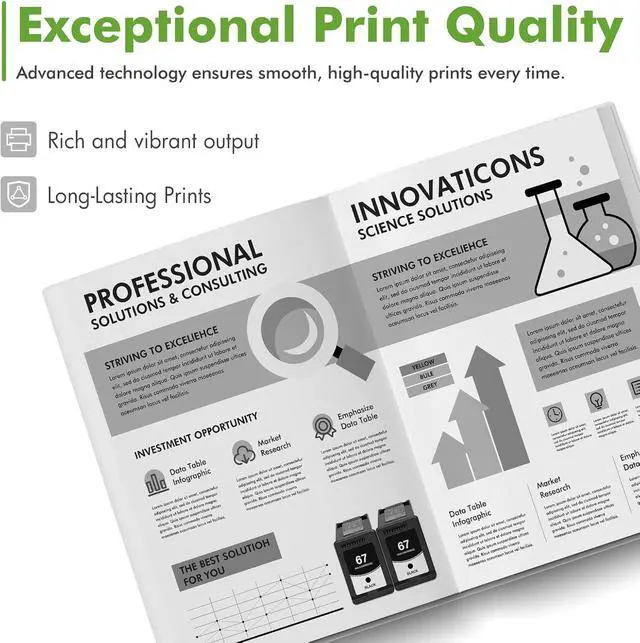 Alt view image 4 of 6 - 67 67XL 2755e Black Ink Cartridges Compatible for HP Deskjet 2855e 2755e