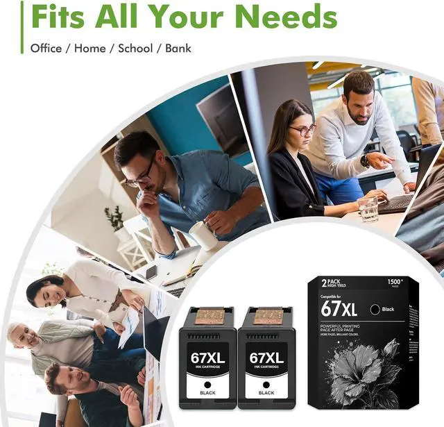 Alt view image 6 of 6 - 67 67XL 2755e Black Ink Cartridges Compatible for HP Deskjet 2855e 2755e