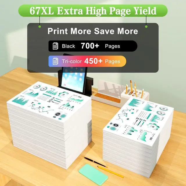 Alt view image 3 of 7 - 67XL 67 Ink Cartridges for HP Printer Desk Jet 2855e 2827e 2800e 4155e Ink