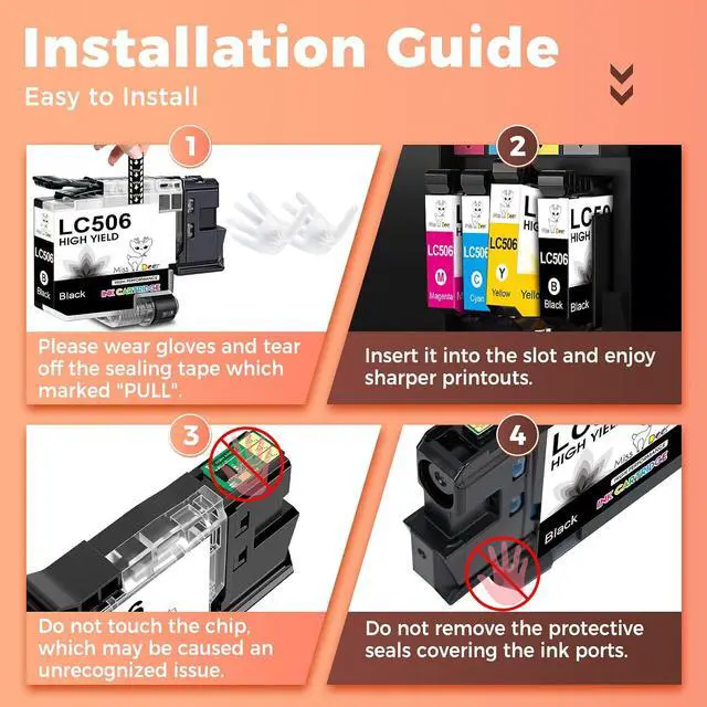 Alt view image 6 of 7 - Miss Deer LC506 Ink Cartridges Compatible for Brother MFC-J4355DW/J4555DW