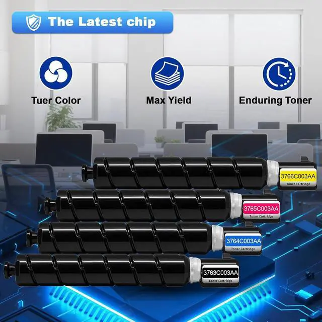 Alt view image 5 of 7 - GPR61 GPR-61 Remanufactured Toner Cartridges 4 Pack with Chip Replacement for Canon GPR-61 GPR61 Toner for ImageRUNNER Advance DX C5840i C5850i C5860i C5870i Printer (B/C/M/Y)