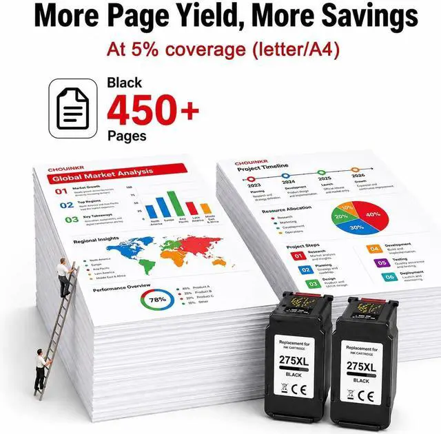 Alt view image 3 of 6 - 275XL Black Ink Cartridges Replacement for Canon PG-275 Black Ink Cartridge