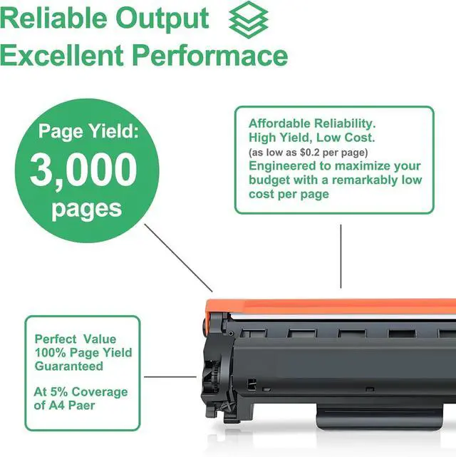 Alt view image 2 of 6 - TN760 Toner Cartridge High Yield Replacement for Brother TN-760 TN730, Works with HL-L2350DW HL-L2370DW MFC-L2710DW MFC-L2750DW DCP-L2550DW Printer, 4-Pack