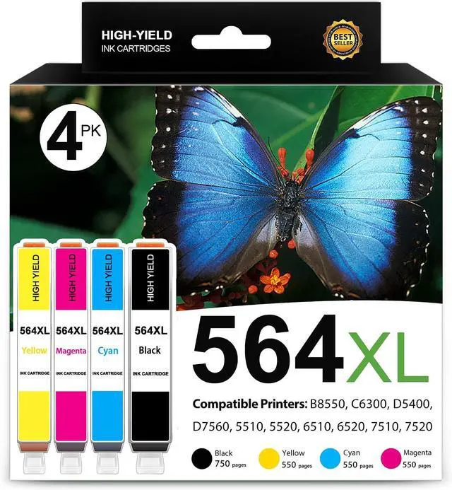 Main image of SFINK 564XL Ink Cartridges Replacement for HP 564XL 564 XL Ink Compatible with DeskJet 3520 3522 Officejet 4620 Photosmart 5520 6510 6515 6520 7520 7525 D7560 Printer (Black Cyan Magenta Yellow, 4PK)