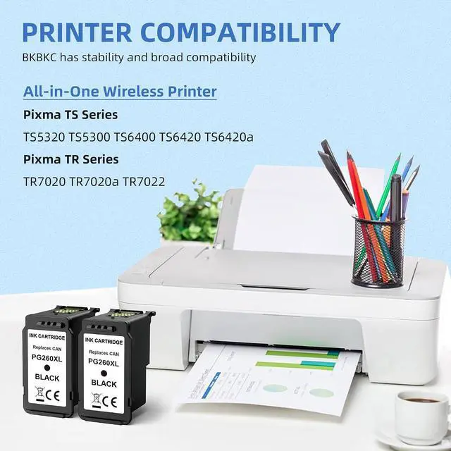 Alt view image 2 of 7 - BKBKC PG-260 XL Remanufactured Ink Cartridges Replacement for Canon 260XL PG 260 XL Black Ink Cartridge High Yield Work with TS5320 TR7020 TS6420 TS5300 TS6400 TS6420a TR7022 TR7020a (2 Black)