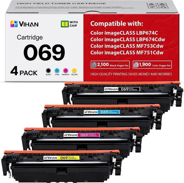 Main image of Vihan 069 Toner Cartridge Set MF753Cdw Compatible Replacement for Canon 069 LBP674Cdw MF754Cdw MF751Cdw MF750C Printer Ink 4 Pack(1BK/1C/1M/1Y)