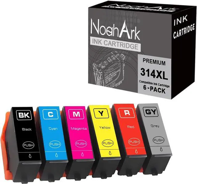 Main image of NoahArk 6 Packs Compatible Ink Cartridges Replacement for 312XL 312 T312 314XL 314 T314 for Expression Photo XP-8500 XP-8600 XP-15000 Printer (Black, Cyan, Magenta, Yellow, Grey, Red, 6 Packs)