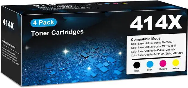 Main image of 414X Toner Cartridge 4 Pack High Yield MFP M479fdw (with Chip) Compatible for HP 414X 414A Work for Color Laser Jet Pro MFP M479fdw Toner M454dw M454dn M455dn MFP M480f M479dw M479fdn Printer W2020X