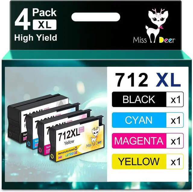 Main image of Miss Deer 712XL Ink Cartridges Combo Pack for HP 712 712XL