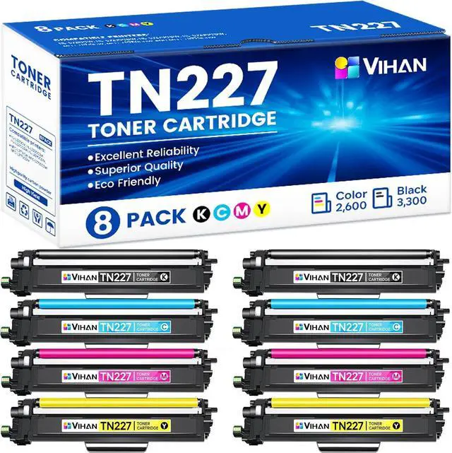 Main image of Vihan TN227 TN-227BK/C/M/Y High Yield Compatible Toner Cartridge Replacement for Brother 8 Pack TN 227 TN-227 Toner Cartridge with MFC-L3770CDW HL-L3290CDW HL-L3270CDW Printer(2BK/2C/2M/2Y)