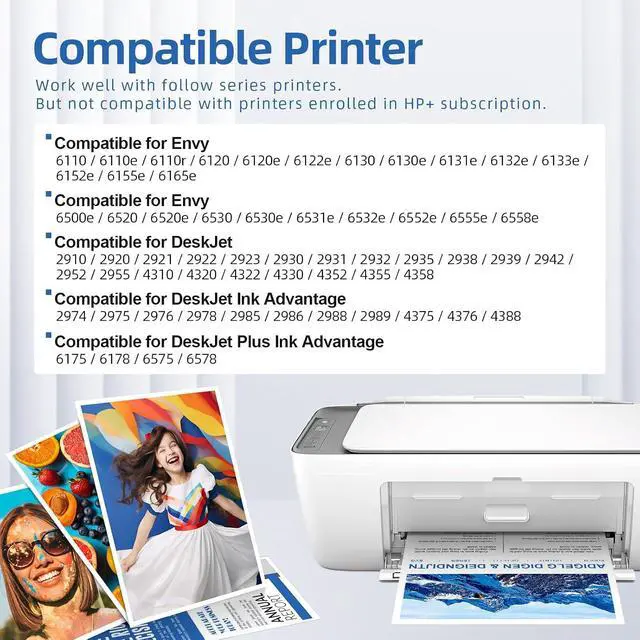 Alt view image 2 of 7 - 68e High Yield for HP 68 Ink Cartridge Black and Tri-Color Combo Pack Compatible for HP 68XL Ink Cartridges for Envy 6155e 6155 6555e 6152e 6552e 6558e 6165e 6100e 6500e 6550e Series Printers 2-Pack