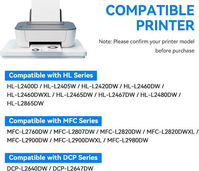 Alt view image 2 of 6 - TN830XL Toner Cartridge for Brother Printer DCP-L2640DW HL-L2460DW