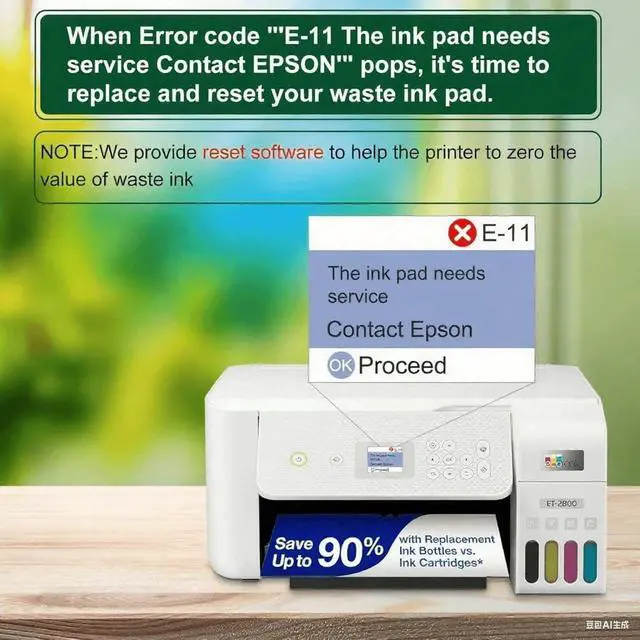 Alt view image 2 of 6 - 2 Packs Waste Ink Pad Replacement with Reset Software Replacement for ET-2850 ET-2760 ET-2750 ET-2700 ET2850 ET2760 2850 Printer, Maintenance Box with Zeroing Software
