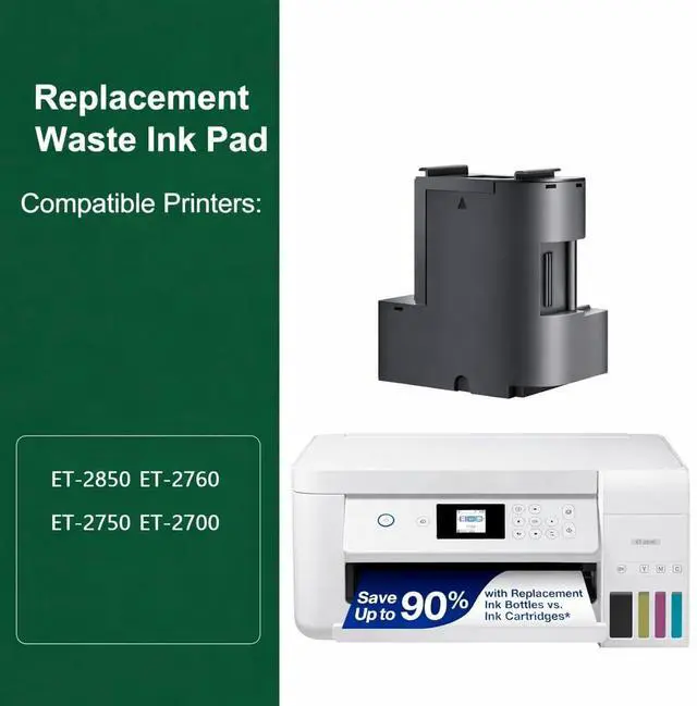Alt view image 3 of 6 - 2 Packs Waste Ink Pad Replacement with Reset Software Replacement for ET-2850 ET-2760 ET-2750 ET-2700 ET2850 ET2760 2850 Printer, Maintenance Box with Zeroing Software