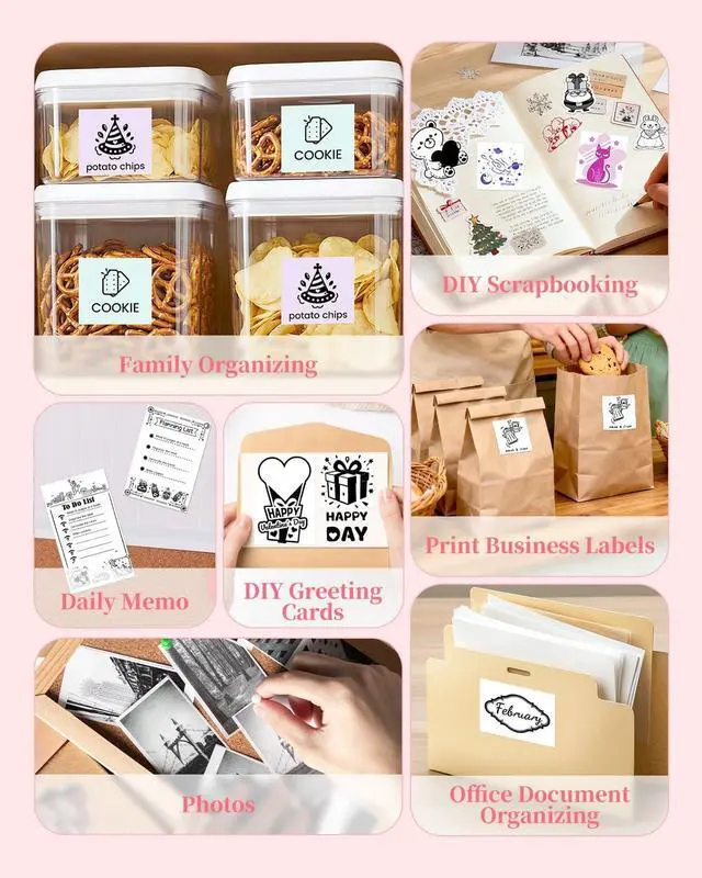 Alt view image 3 of 7 - Memoking Sticker Printer T02 Sticker Maker Machine with 6 Rolls Paper