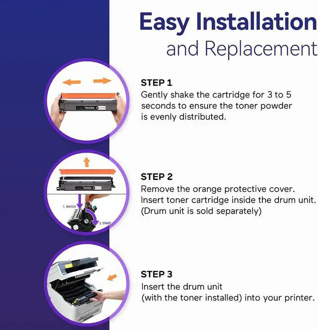 Alt view image 6 of 7 - Compatible TN229XL Toner Cartridge Replacement for Brother TN229 TN229XL Toner Work with Brother HL-L3220CDW MFC-L3780CDW HL-L3280CDW MFC-L3720CDW HL-L3300CDW,High Yield 5-Pack (BK/C/M/Y)