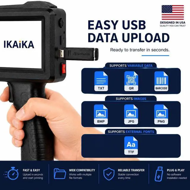 Alt view image 6 of 7 - Handheld Inkjet Printer 12.7mm - Portable Inkjet Printer Gun for Logo & Small Business - Handheld Label Printer for Packaging, Clothes, Wood & Metal - Batch Coding Pad Printing Machine