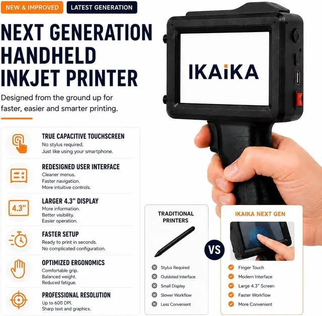 Alt view image 5 of 7 - Handheld Inkjet Printer 12.7mm - Portable Inkjet Printer Gun for Logo & Small Business - Handheld Label Printer for Packaging, Clothes, Wood & Metal - Batch Coding Pad Printing Machine