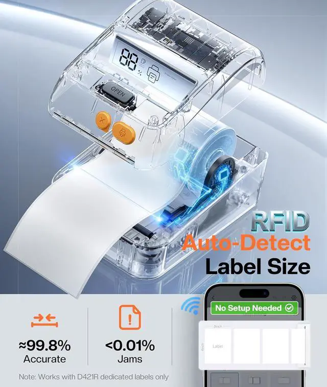 Alt view image 6 of 7 - Phomemo Shipping Label Printer with Screen and Built-in Label Bin