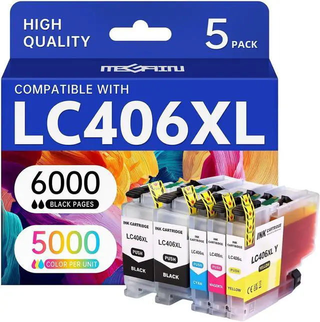 Main image of MEGAIN LC406XL Ink Cartridges Replacement for LC406 XL LC 406XL for Brother MFC-J5855DW MFC-J6555DW MFC-J4535DW MFC-J4335DW MFC-J6955DW MFC-J4345DW MFC-J5955DW Printer(with Chip, 5 Pack)