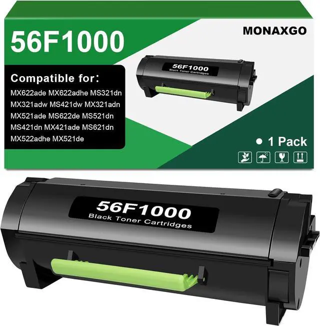 Main image of 56F1000 Black Toner Cartridge Compatible for Lexmark MS621 Toner 56F1000 Toner Cartridge for MS321 MS421 MS521 MS621 MS622 MX321 MX421 MX521 MX522 MX622 Laser Printer High Yield 6,000 Pages 1 Pack