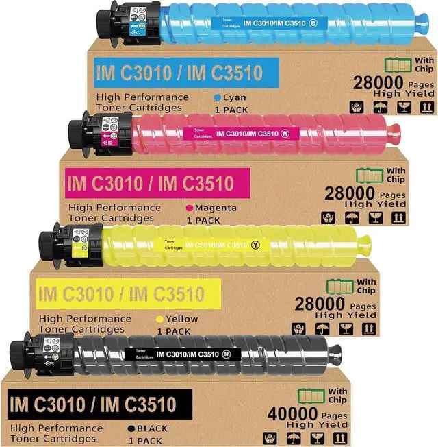 Main image of IM C3010 IM C3510 Toner Cartridges 4 Pack High Yield Compatible with IM C3010 IM C3510 IMC3510 IMC3010 Replacement for Ricoh 842550 842553 842552 842551 Printer (B/C/Y/M )
