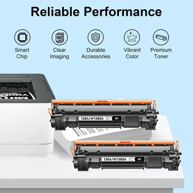 Alt view image 3 of 7 - 138A MFP 3101fdw Toner Cartridge Replacement for HP W1380A 138A 138X Black Toner Cartridge ( with Chip ) Compatible with Laser Jet Pro 3001dw 3001fdw MFP 3101fdw, 2 Pack