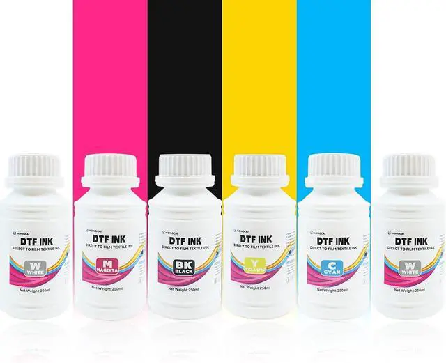 Main image of DTF Ink 250ml x 6 Combo Pack, for PET Film, DTF Ink Refill, for L1800 R1390 L805 XP15000 I3200 4720 XP600 TX800 Compatible with DTF Printers (1C+1M+1Y+1K+2W)