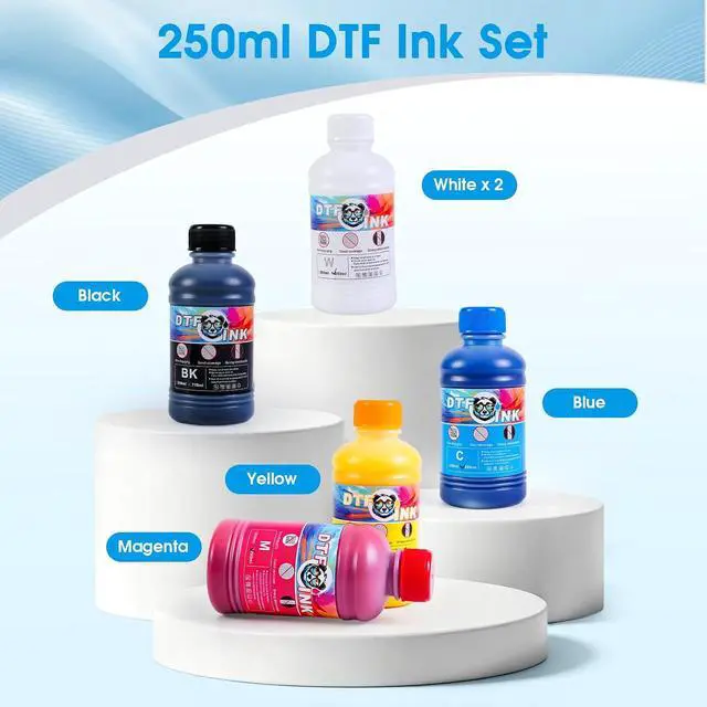 Alt view image 2 of 7 - DTF Ink 1500ml Transfer Ink for PET Film Refill Ink for printheads ET-8550, XP-15000, XP600, I3200, L1800, Direct to Film Heat Transfer Printing, 250ml x 6 (2W+BKCMY)
