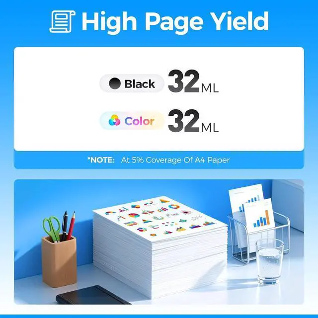 Alt view image 3 of 5 - PP50 PP100 Ink Cartridges Set 32ml 6-Pack Replacement for PJIC1 PJIC2 PJIC3 PJIC4 PJIC5 PJIC6 Ink Works with DiscProducer PP-50 PP-100 Color Printer Black Cyan Magenta Yellow Light Cyan Light Magenta