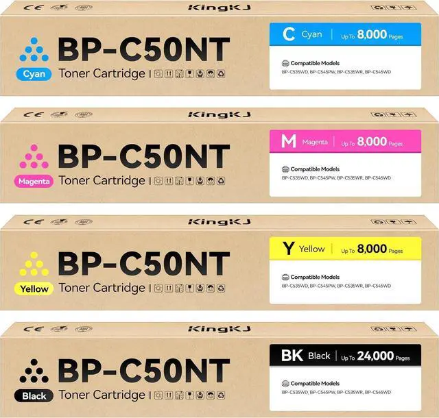 Main image of BPC50NT BP-C50NT Toner Cartridge Set 4-Pack Replacement for Sharp BP-C50NT-BA BP-C50NT-MA BP-C50NT-YA BP-C50NT-CA Compatible with Sharp BP-C535WD BP-C545PW BP-C535WR BP-C545WD Printer Ink Black Color