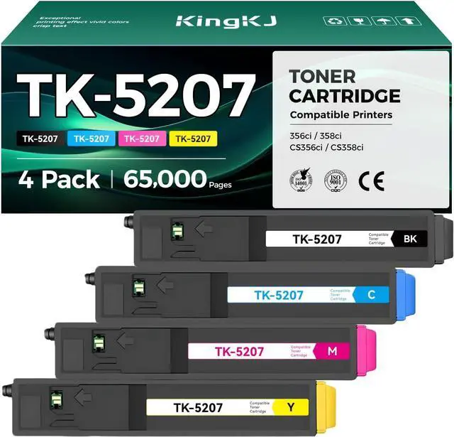 Main image of TK-5207 TK5207 Toner Cartridge 4-Pack High Capacity Replacement for Kyocera TK-5207K TK-5207C TK-5207M TK-5207Y Compatible with Kyocera TASKalfa 356ci 358ci Copystar CS356ci CS358ci Printers Copy Ink