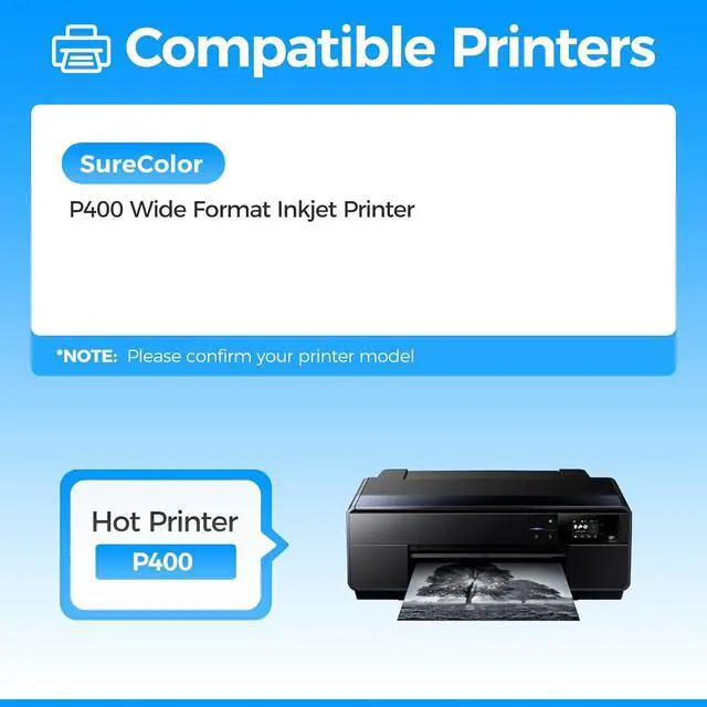 Alt view image 2 of 5 - Remanufactured T324 Ink Cartridges 8-Pack Set High Yield Replacement Compatible with T3240 T3241 T3242 T3243 T3244 T3247 T3248 T3249 Ink Works with SureColor SC-P400 P400 Wide Format Inkjet Printer